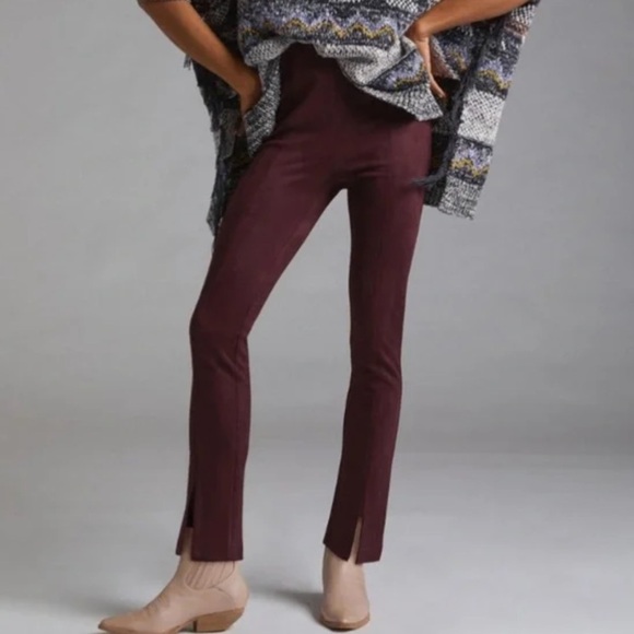 Avec les Filles Anthropologie plum split hem pants small faux suede - Picture 2 of 6